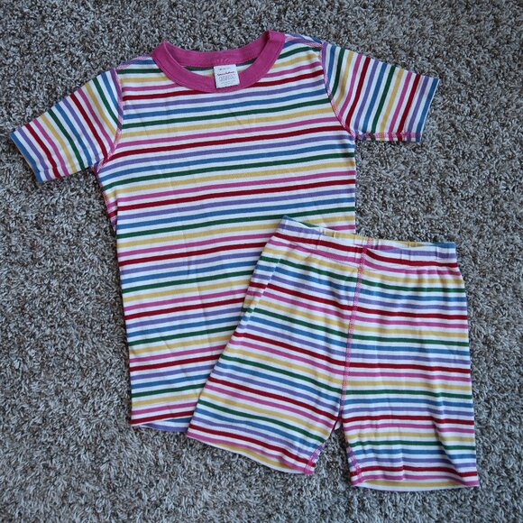 Hanna Andersson Girl's Stripe Pajamas Set Size 8 Short Pajamas Set Pink Purple - Picture 1 of 3
